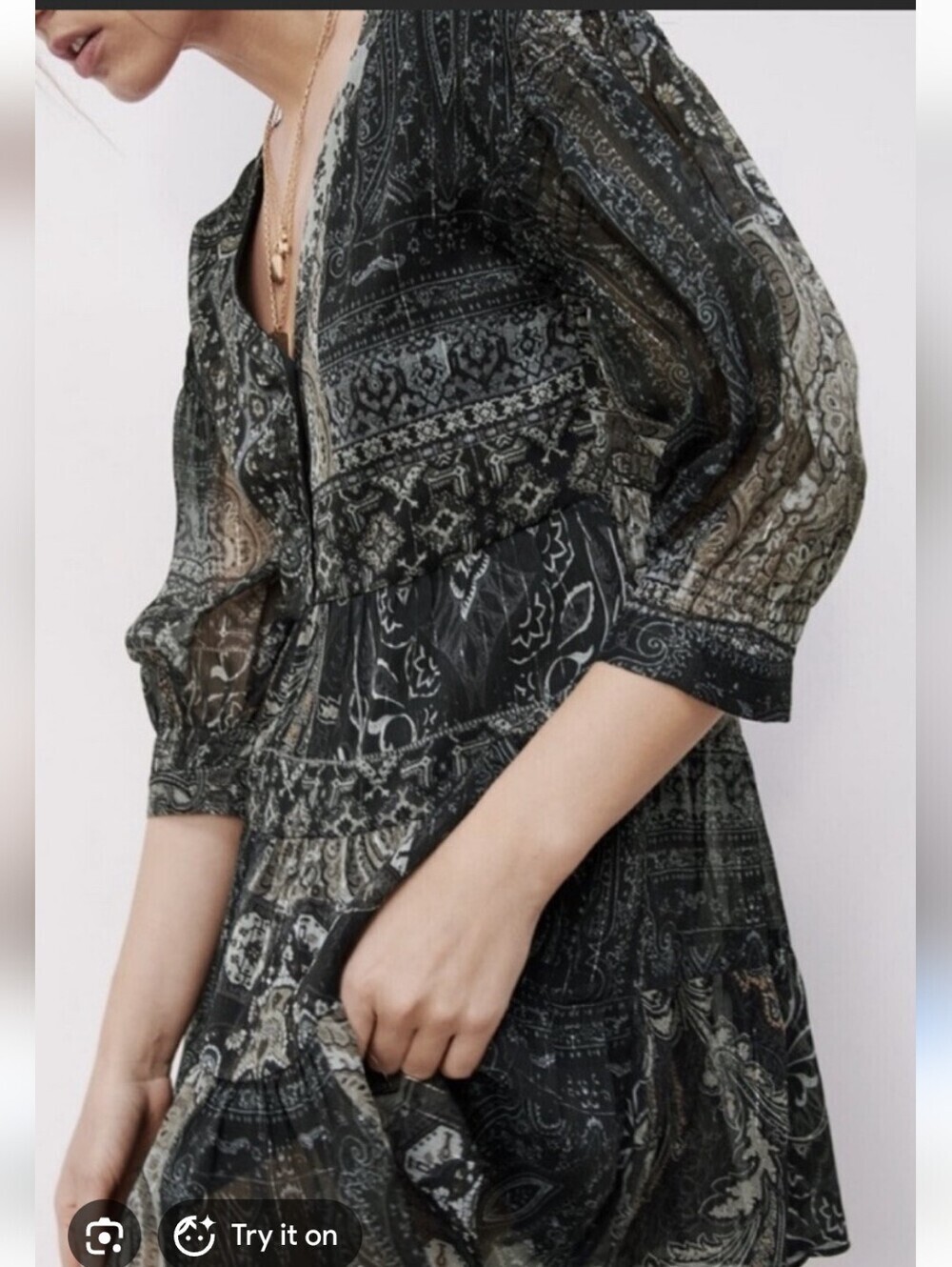 Zara Black Paisley Mini Dress